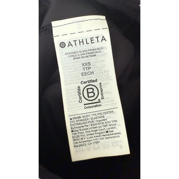 NWT Athleta Black/White Interval Stash Tipped 7/8 Tight Workout Leggings -XXS - Picture 6 of 6